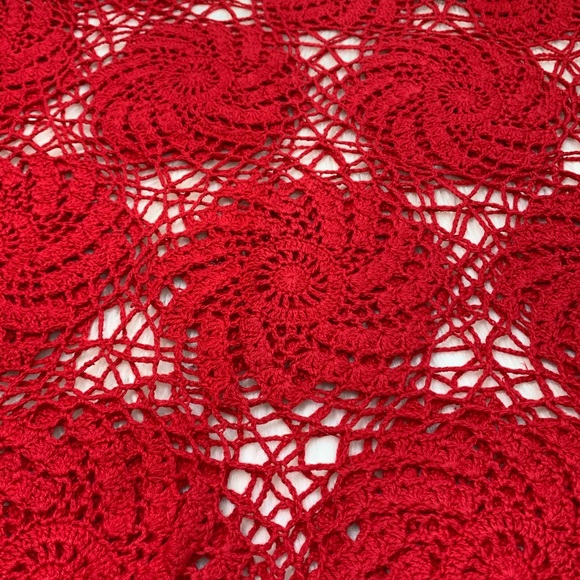 {3/$25} Crocheted oversize top NEW red swirl short sleeve - Picture 3 of 8